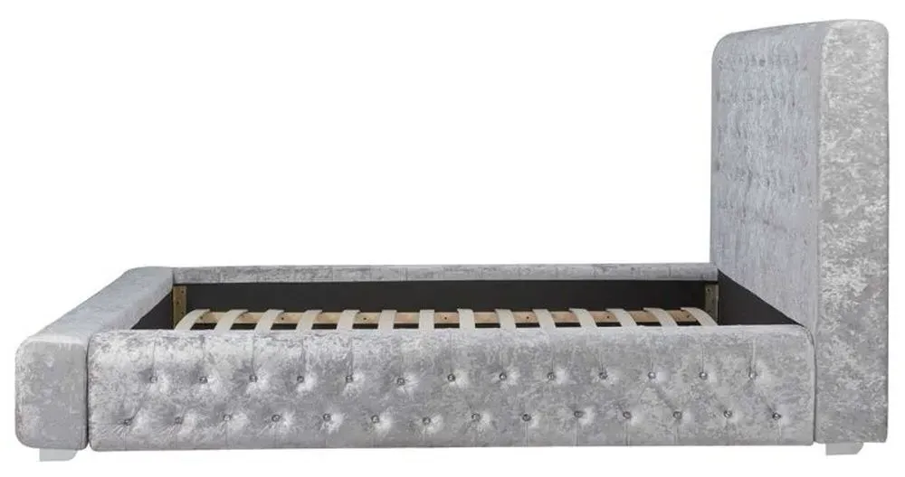 Grande Fabric Bed - Steel, Crushed Velvet
