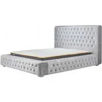 Grande Fabric Bed - Steel, Crushed Velvet