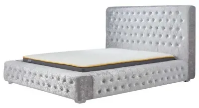 Grande Fabric Bed - Steel, Crushed Velvet