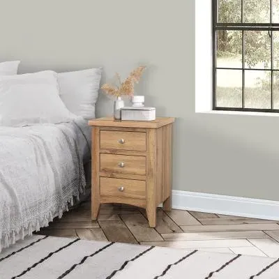 Hampstead 3 Drawer Bedside Cabinet - Oak image