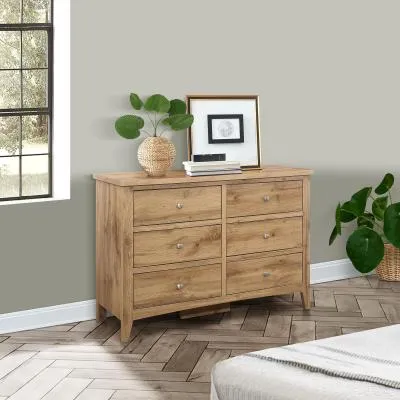 Hampstead 6 Drawer Wide Chest - Oak image