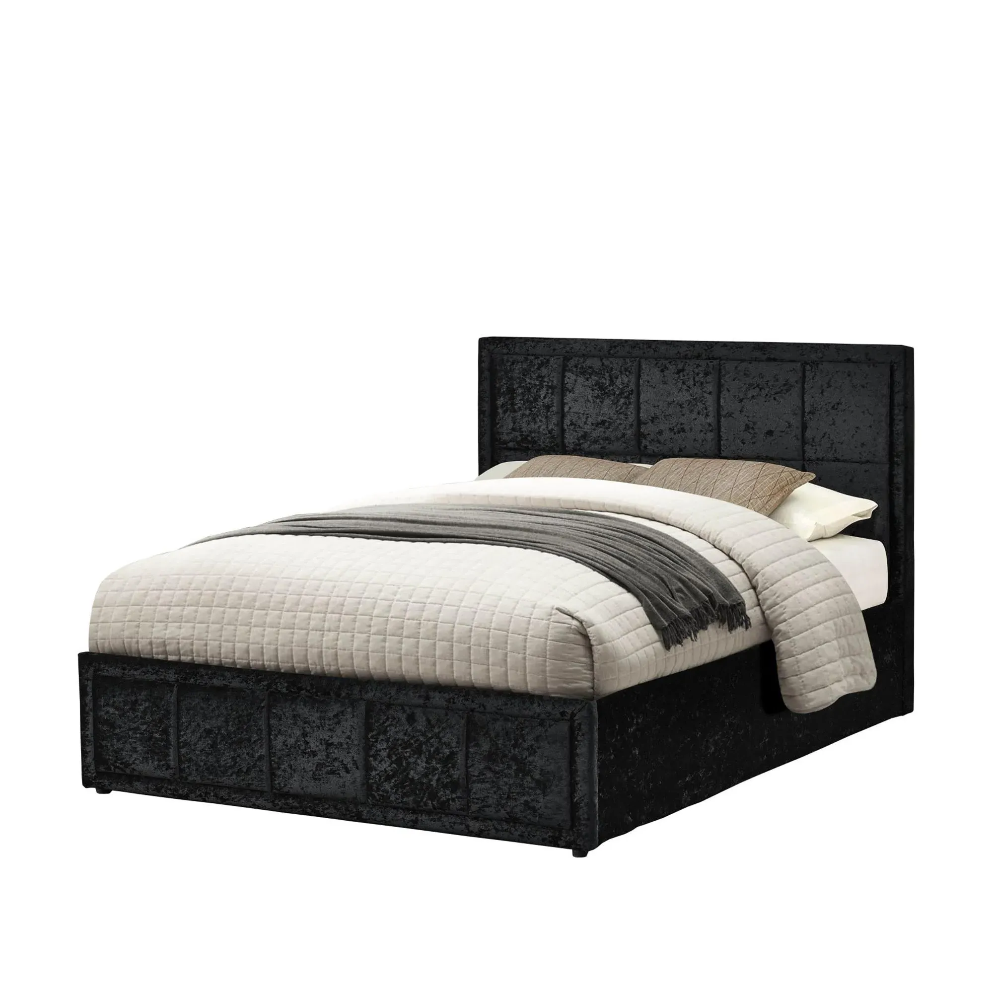 Hannover Ottoman Storage Bed - Black, Crushed Velvet