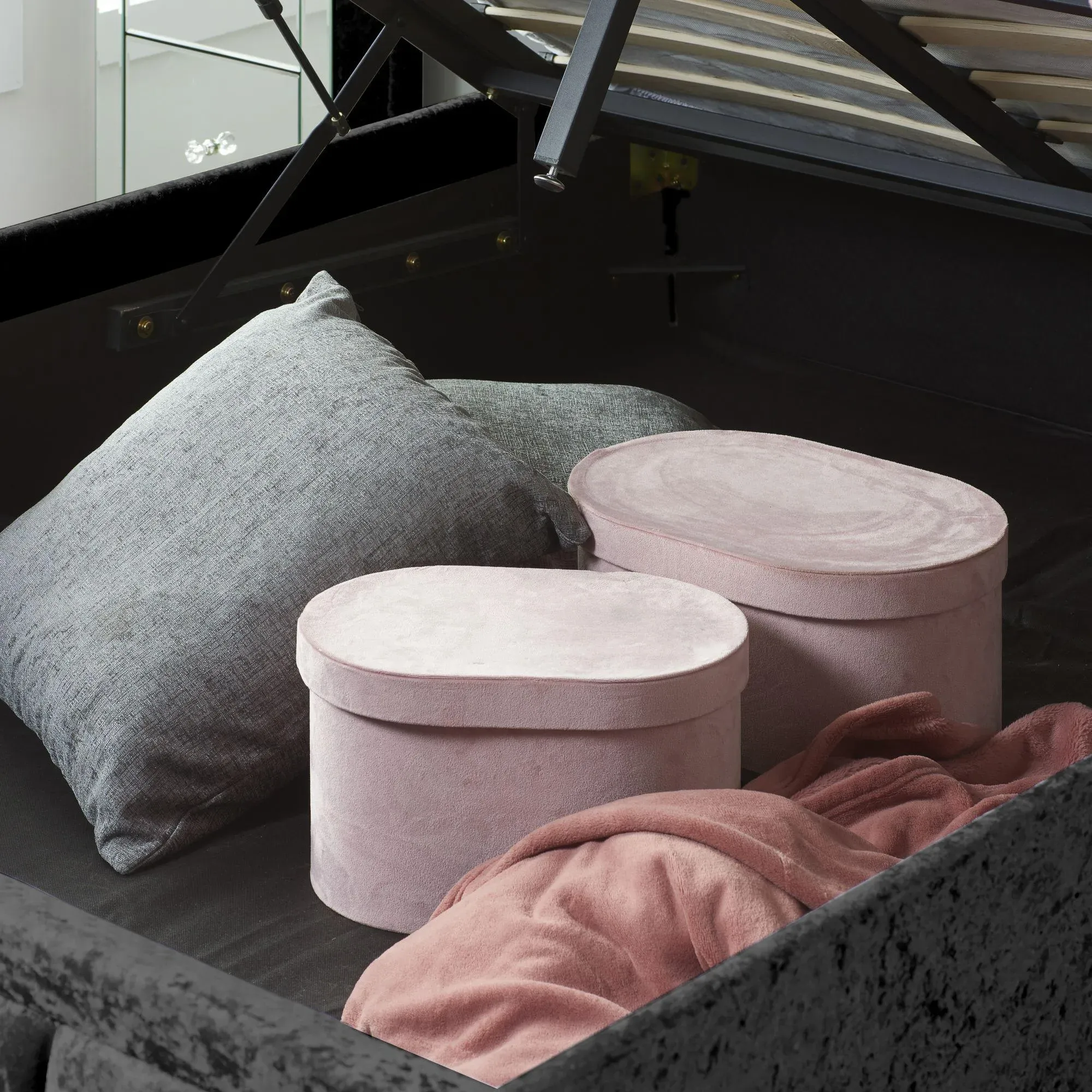 Hannover Ottoman Storage Bed - Black, Crushed Velvet