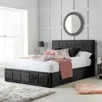 Hannover Ottoman Storage Bed - Black, Crushed Velvet