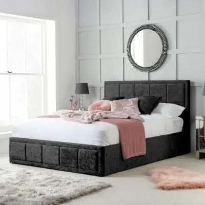 Hannover Ottoman Storage Bed - Black, Crushed Velvet