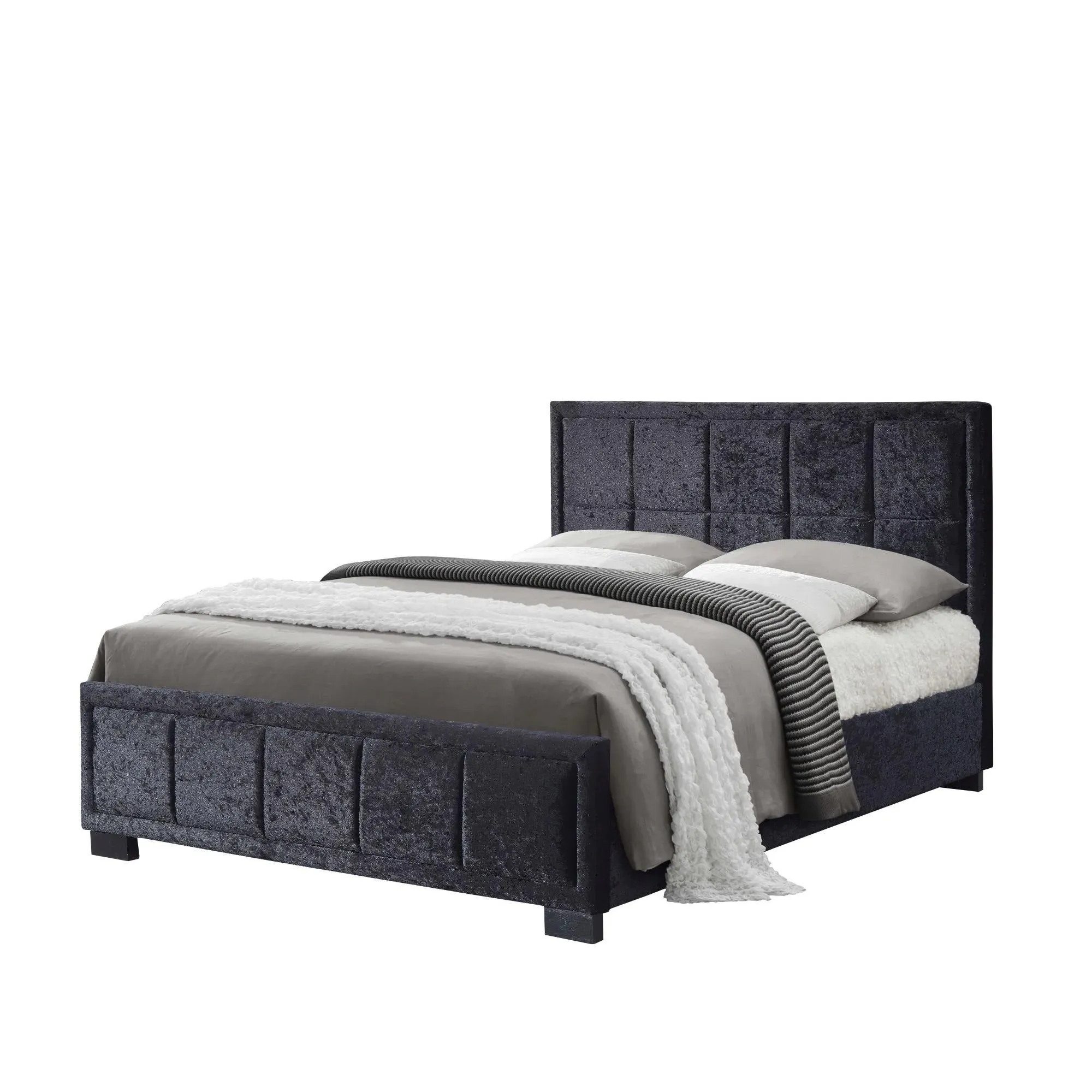 Hannover Velvet Fabric Bed - Black