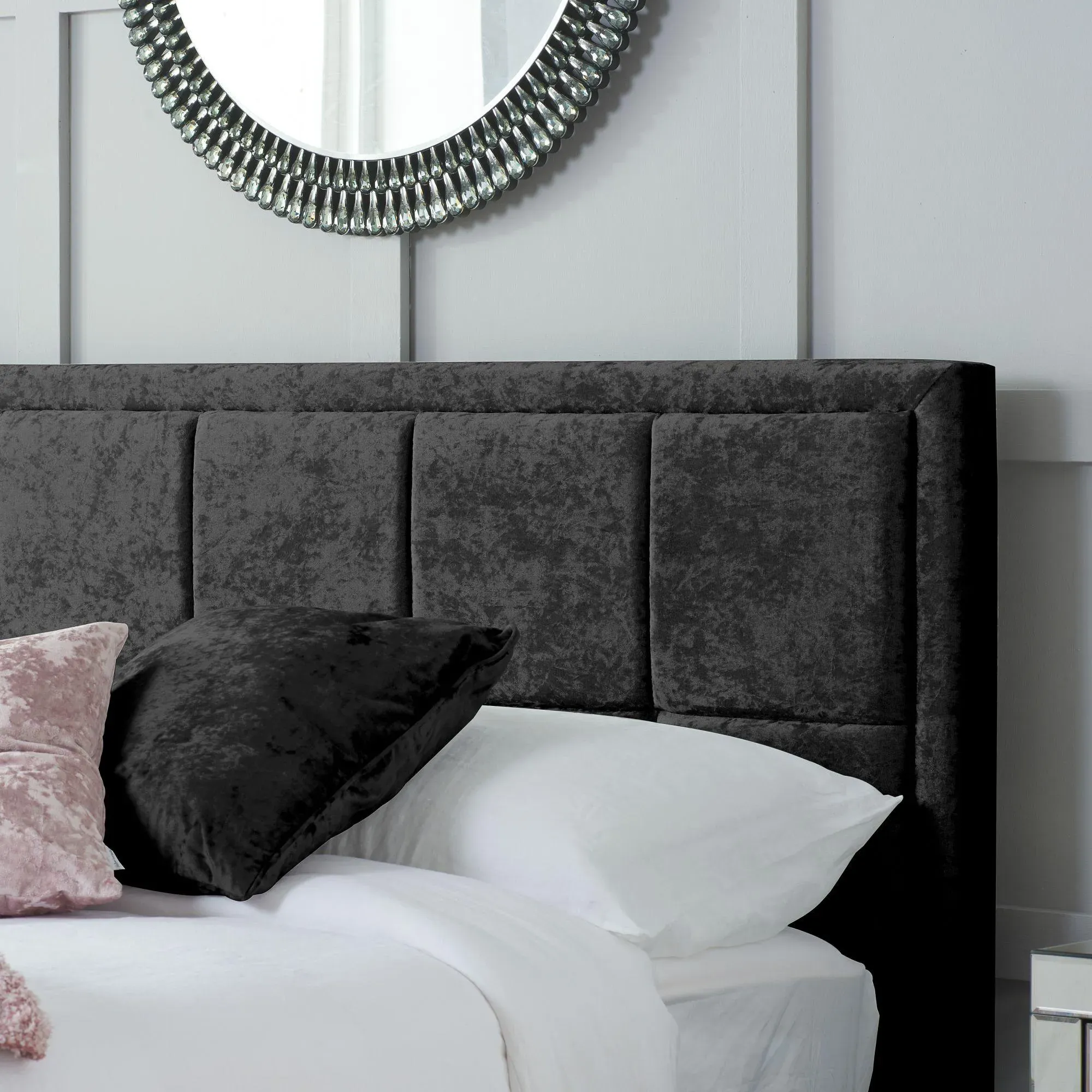 Hannover Velvet Fabric Bed - Black