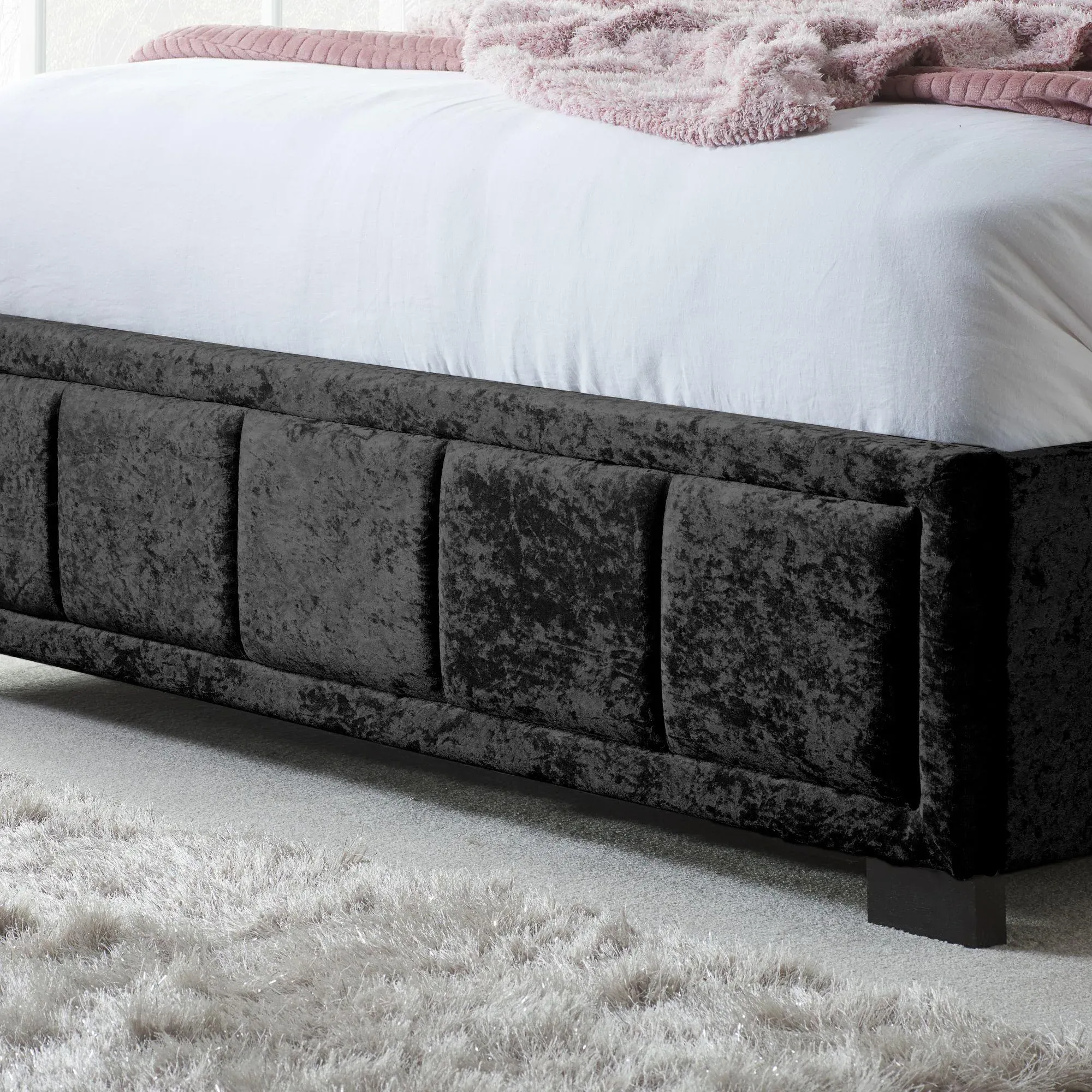 Hannover Velvet Fabric Bed - Black