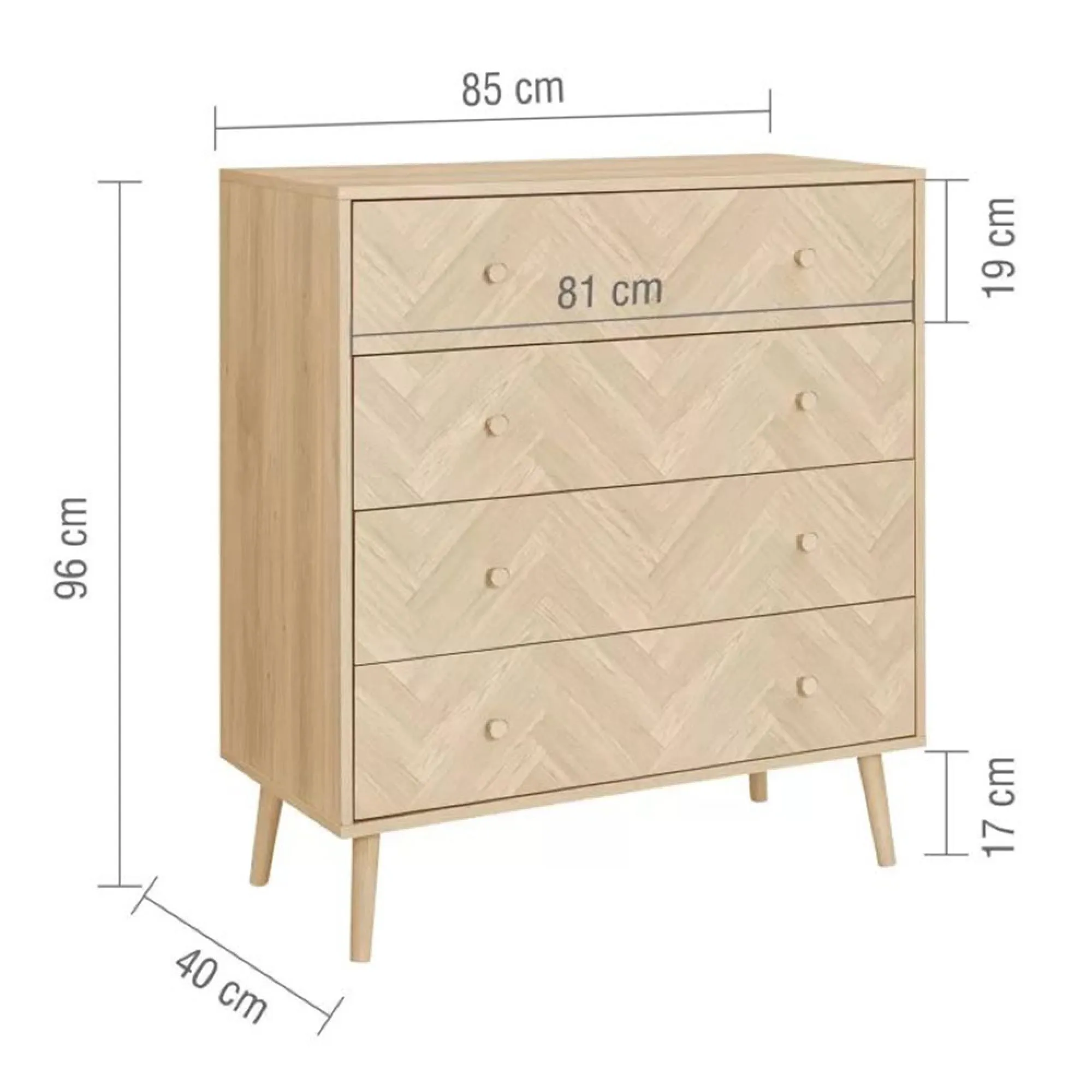 Herringford 4 Drawer Chest - Oak