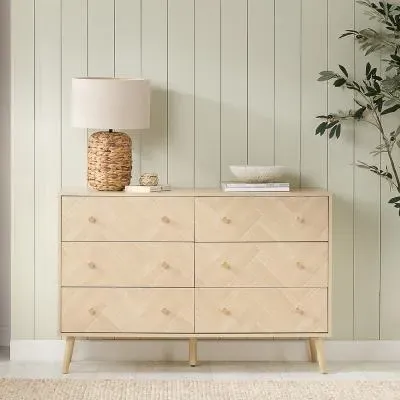 Herringford 6 Drawer Wide Chest - Oak