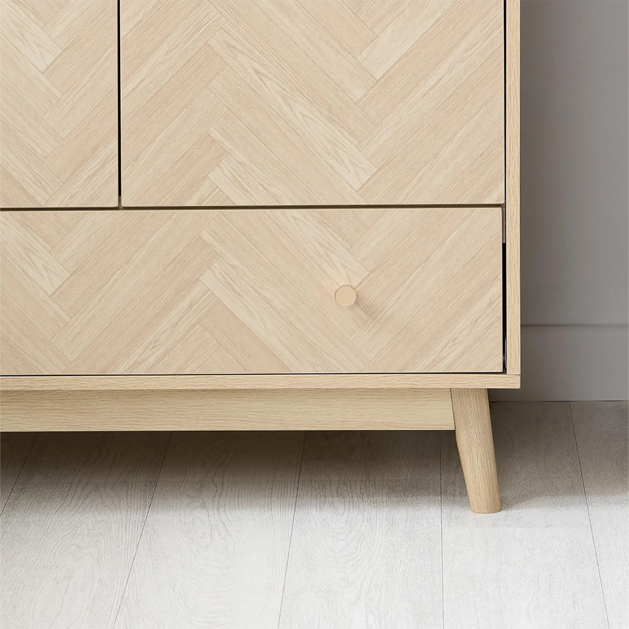 Herringford Oak 2 Door 1 Drawer Wardrobe - Oak