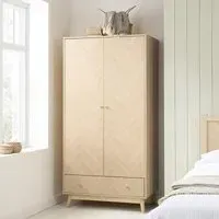 Herringford Oak 2 Door 1 Drawer Wardrobe - Oak