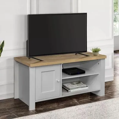 Highgate 1 Door TV Unit - Grey, Oak