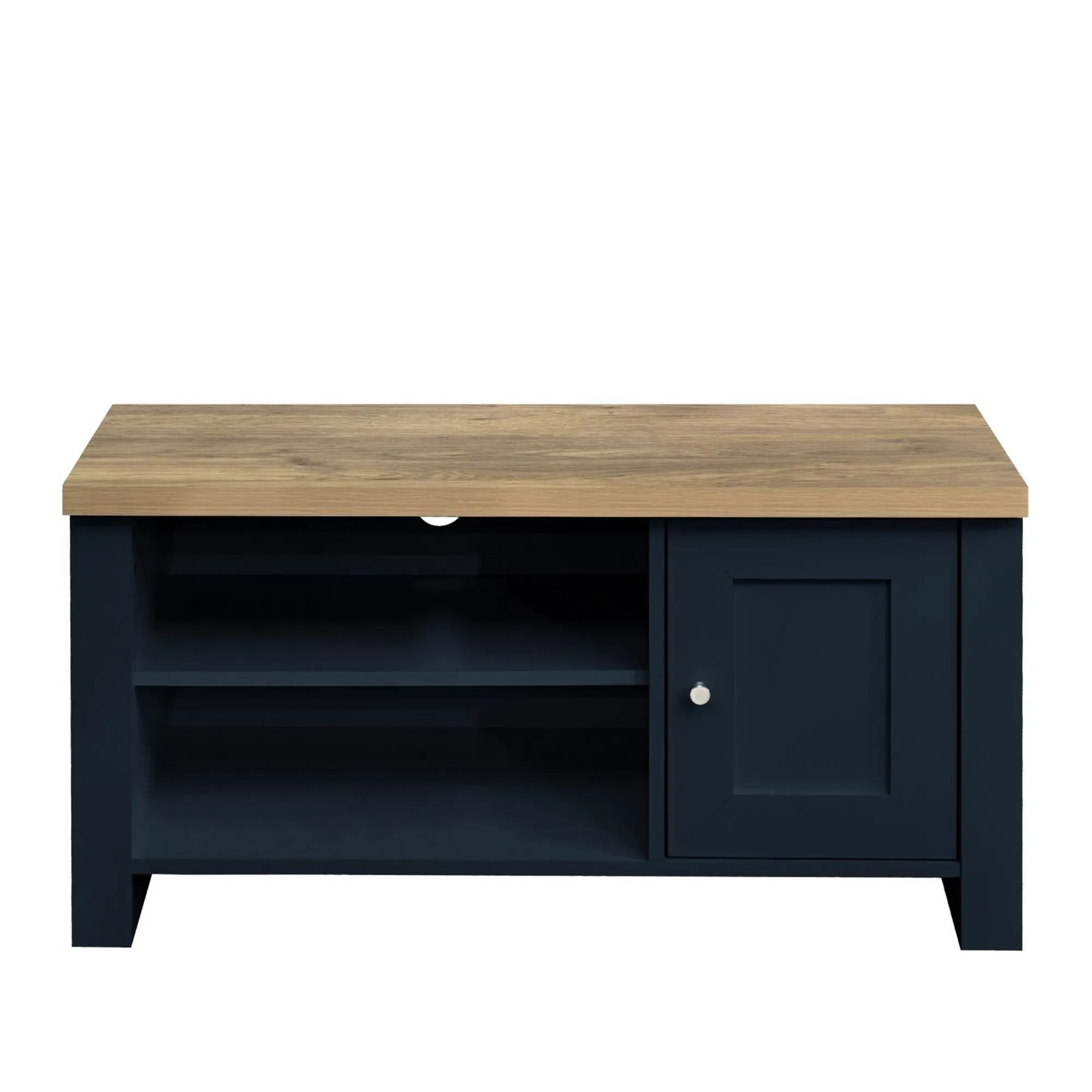 Highgate 1 Door TV Unit - Navy Blue, Oak