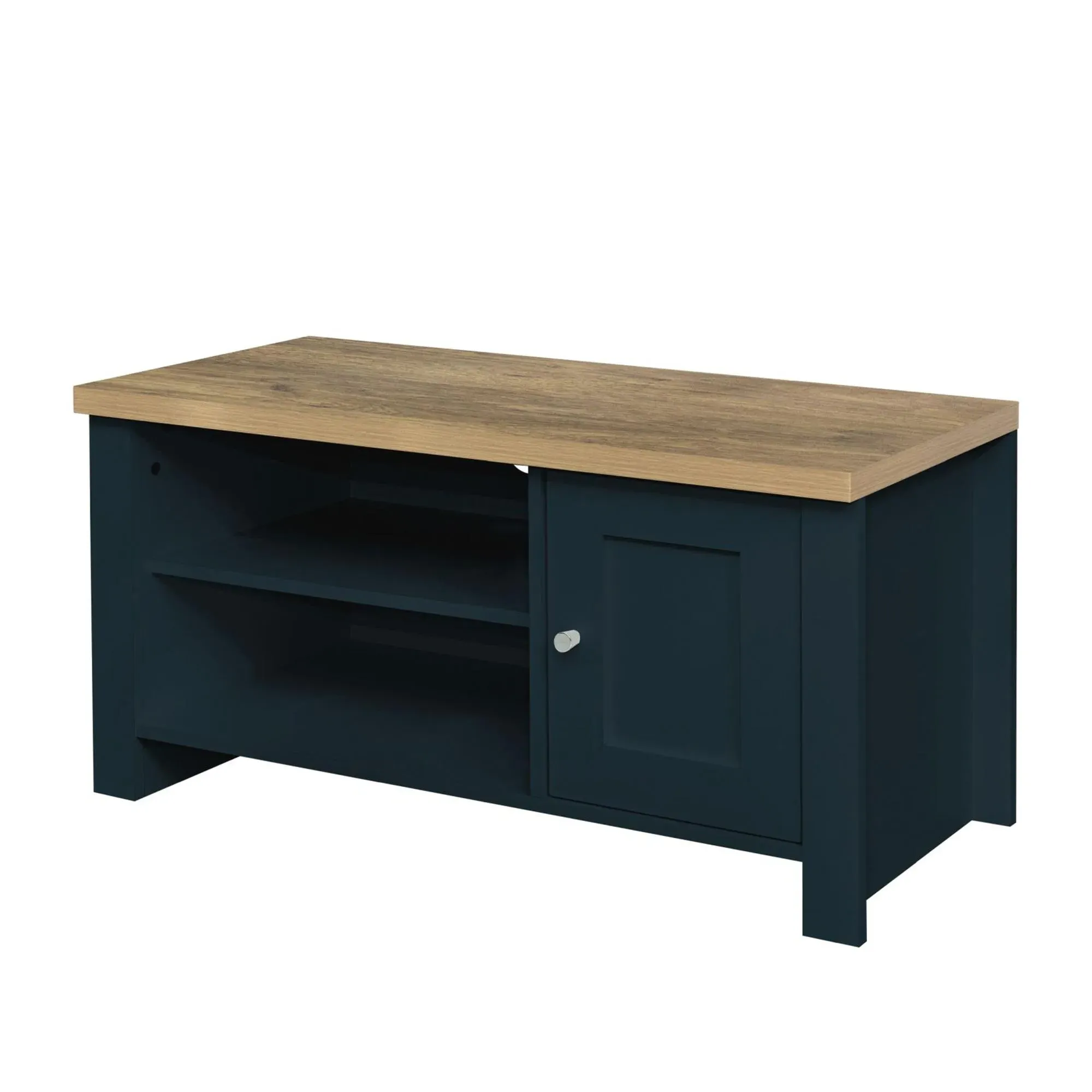 Highgate 1 Door TV Unit - Navy Blue, Oak
