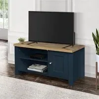 Highgate 1 Door TV Unit - Navy Blue, Oak