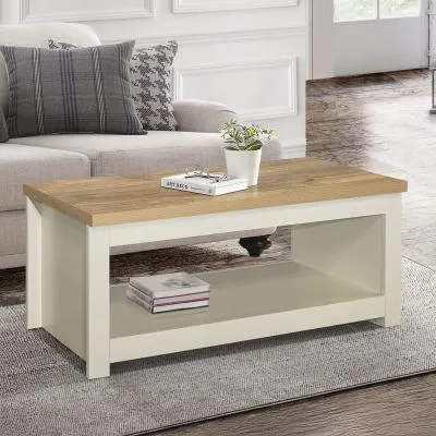 Highgate 105cm Coffee Table - Cream, Oak image