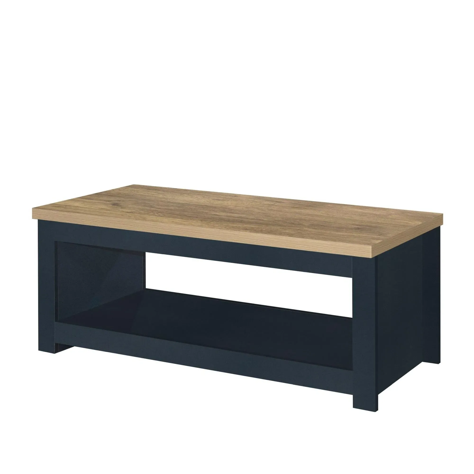Highgate 105cm Coffee Table - Navy Blue, Oak