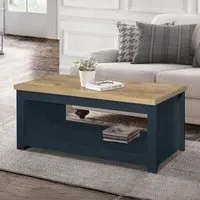 Highgate 105cm Coffee Table - Navy Blue, Oak