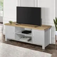 Highgate 130cm Large TV Unit - Grey, Oak