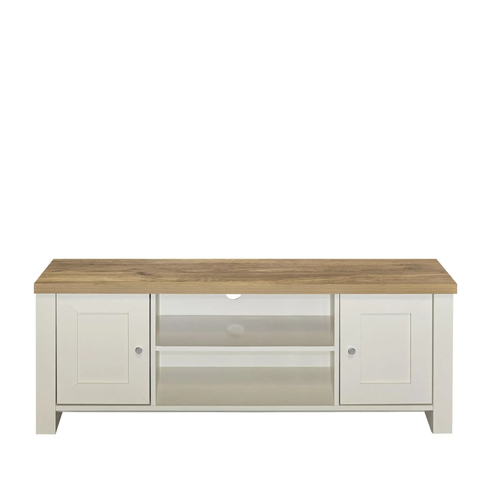 Highgate 2 Door TV Unit - Cream, Oak
