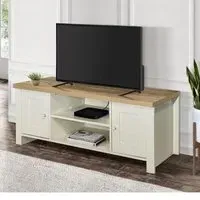 Highgate 2 Door TV Unit - Cream, Oak