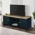 Highgate 2 Door TV Unit - Navy Blue, Oak
