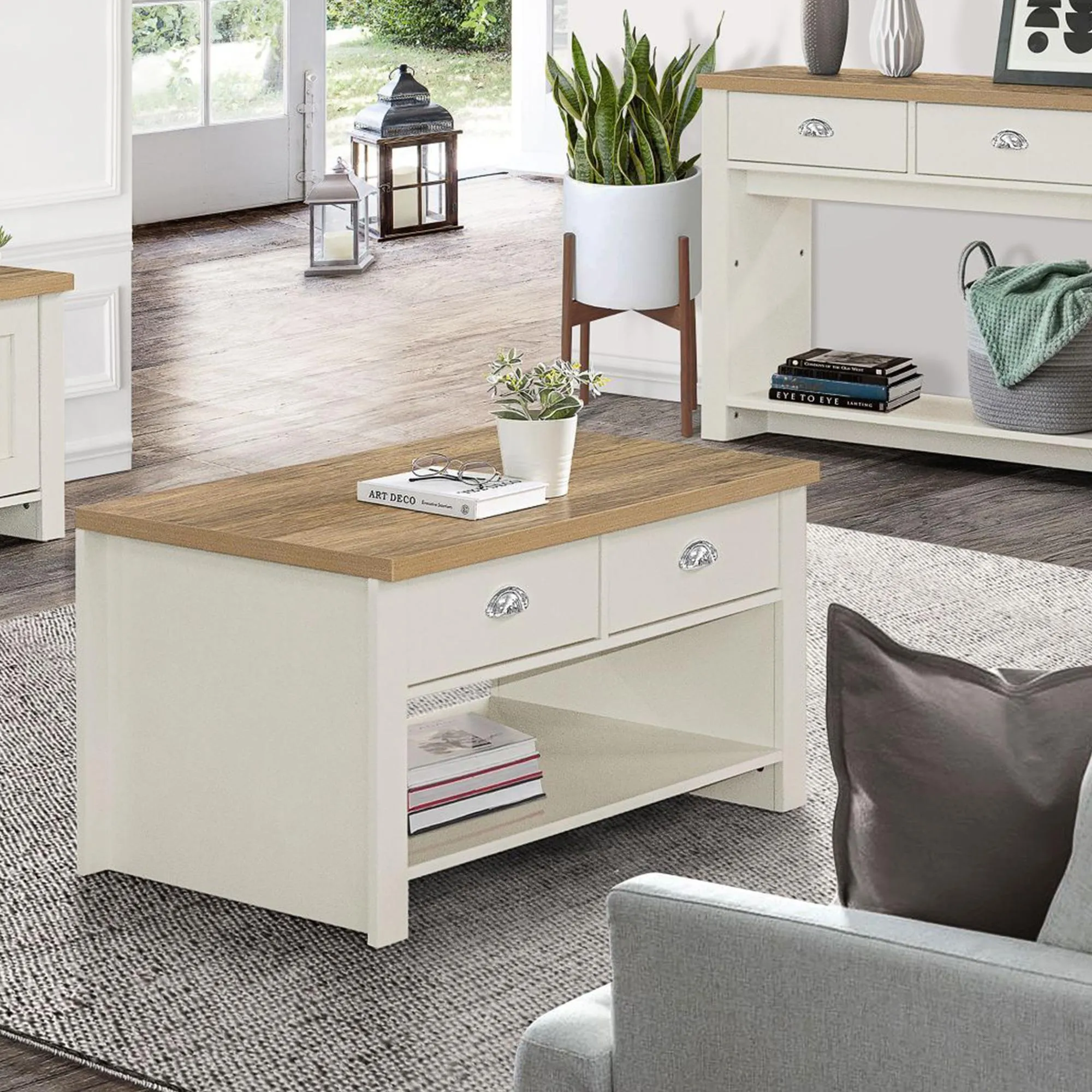 Highgate 2 Drawer Coffee Table - Cream