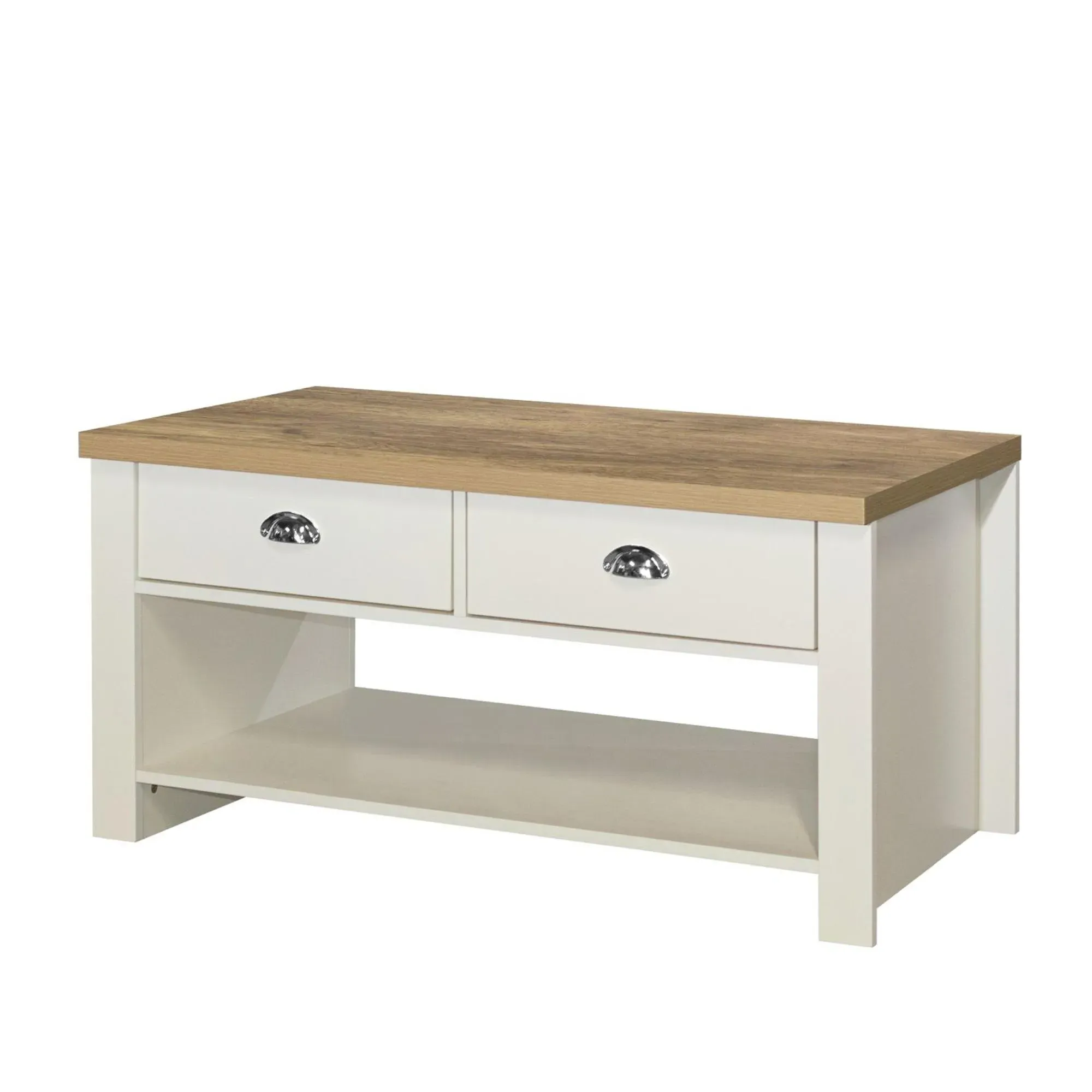 Highgate 2 Drawer Coffee Table - Cream