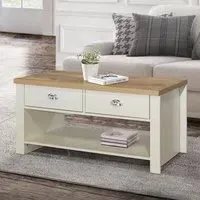 Highgate 2 Drawer Coffee Table - Cream