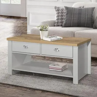 Highgate 2 Drawer Coffee Table - Grey