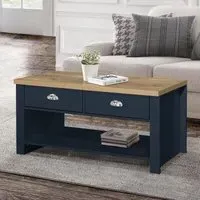Highgate 2 Drawer Coffee Table - Navy Blue