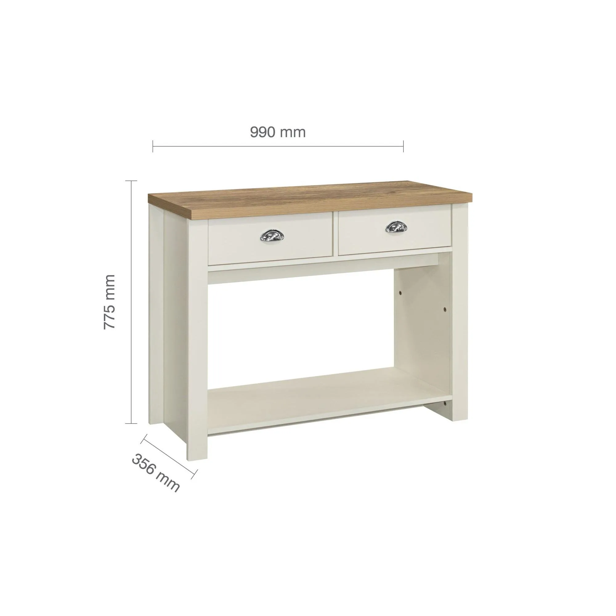 Highgate 2 Drawer Console Table - Cream, Oak