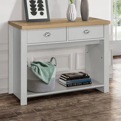 Highgate 2 Drawer Console Table - Grey, Oak