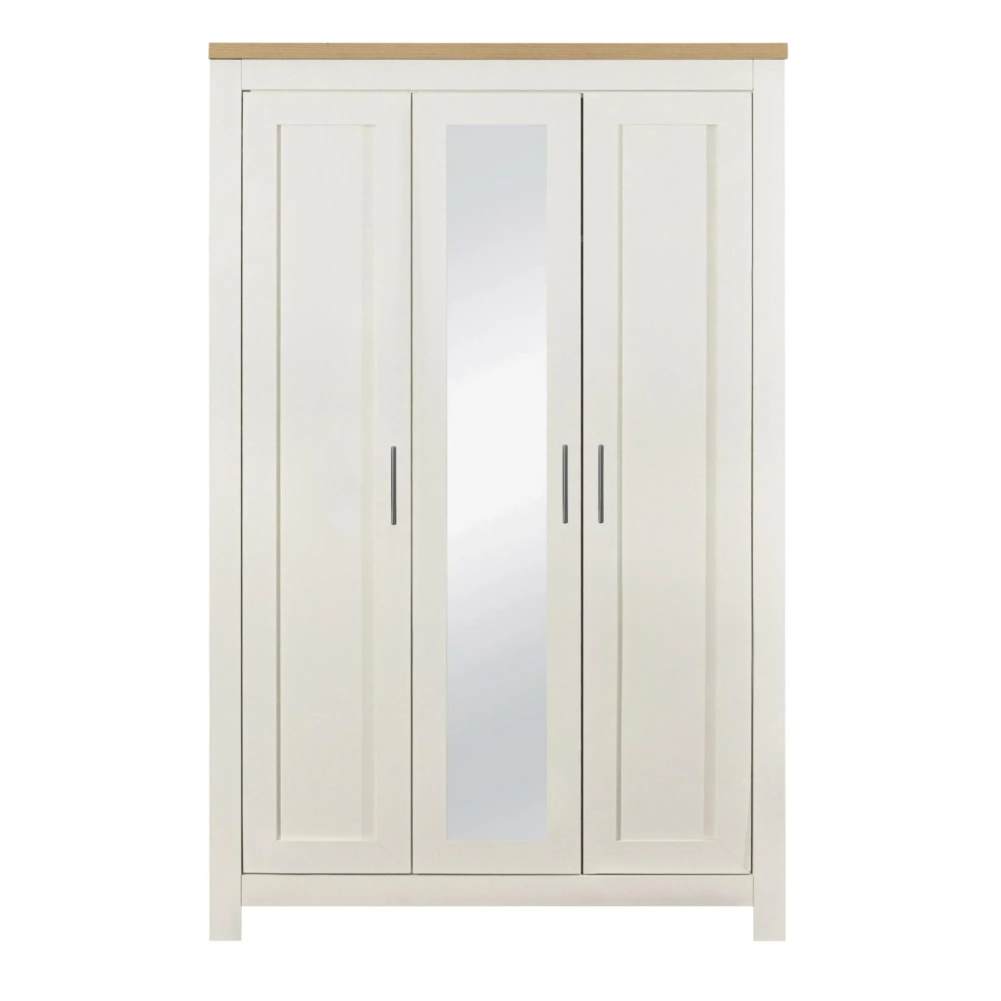 Highgate 3 Door Mirror Wardrobe - Cream, Oak