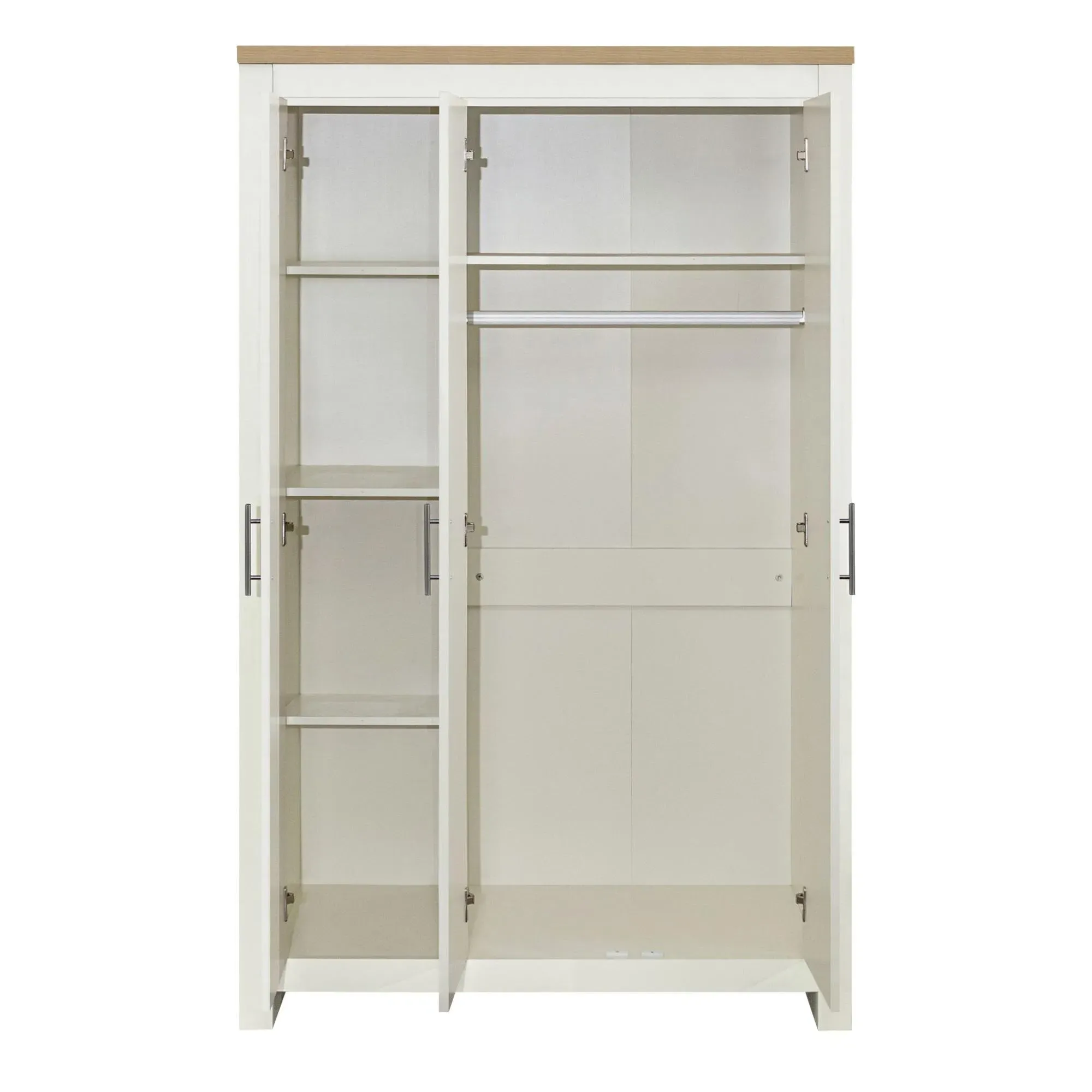 Highgate 3 Door Mirror Wardrobe - Cream, Oak