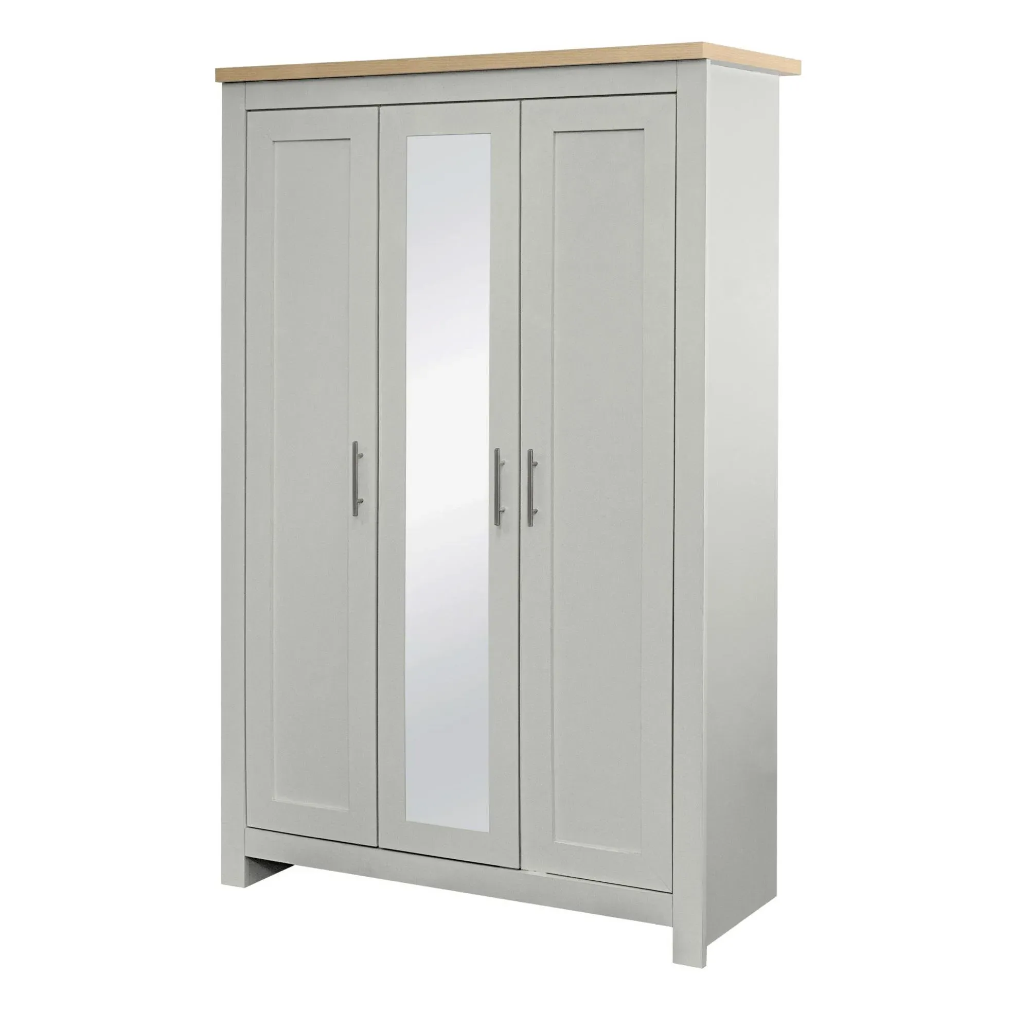 Highgate 3 Door Mirror Wardrobe - Grey, Oak