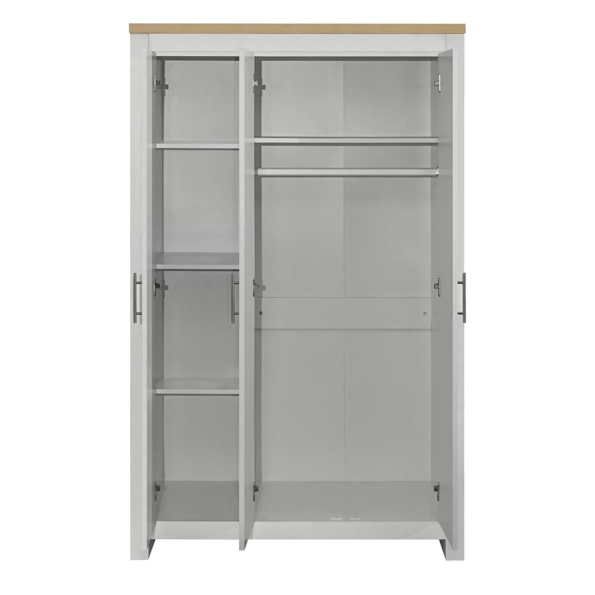 Highgate 3 Door Mirror Wardrobe - Grey, Oak