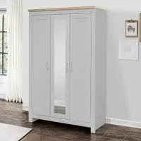 Highgate 3 Door Mirror Wardrobe - Grey, Oak