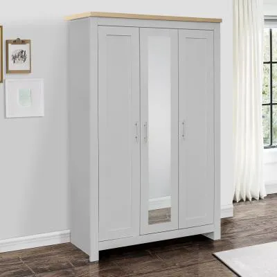 Highgate 3 Door Mirror Wardrobe - Grey, Oak