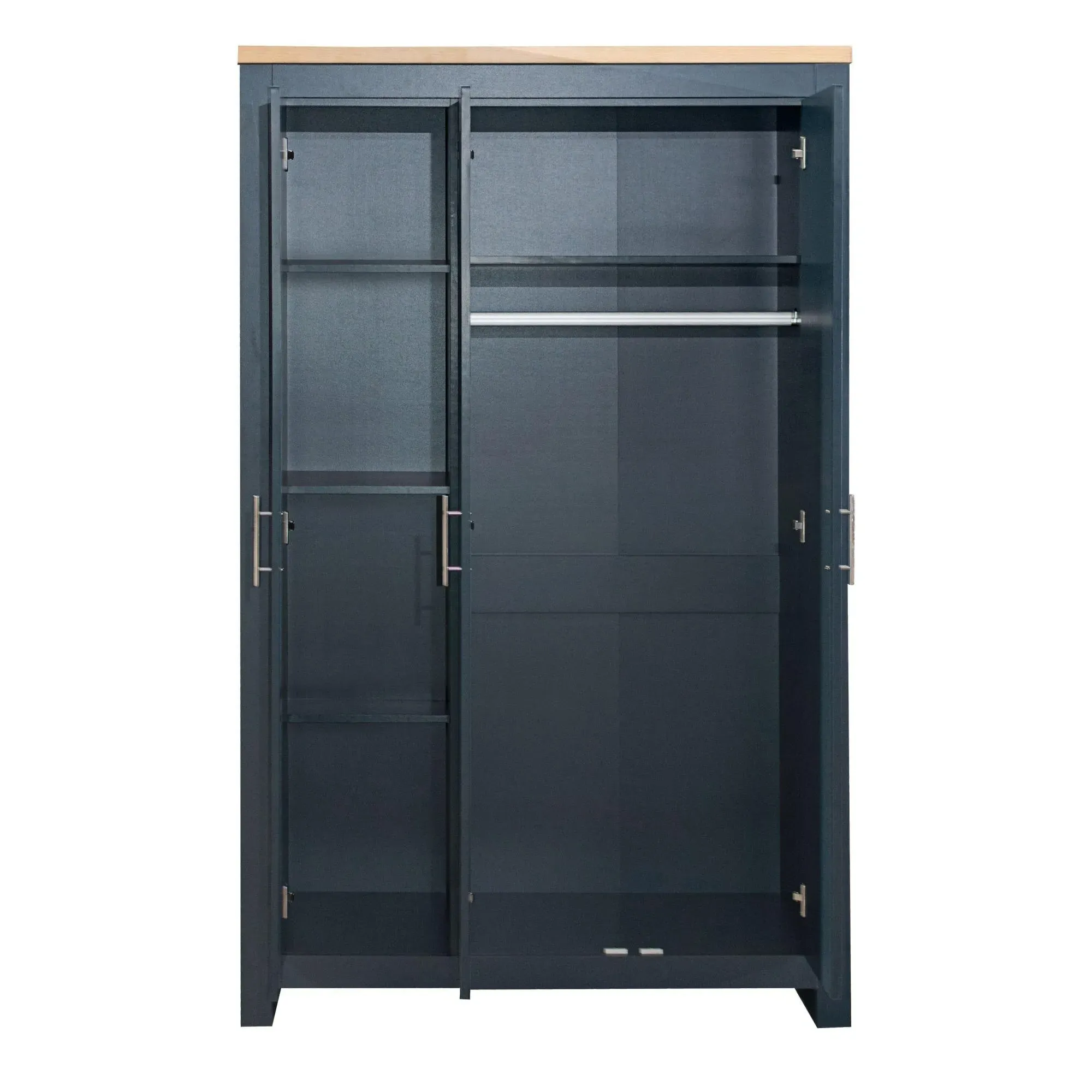 Highgate 3 Door Mirror Wardrobe - Navy Blue, Oak