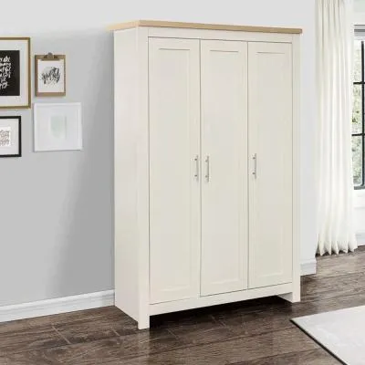 Highgate 3 Door Wardrobe - Cream, Oak image