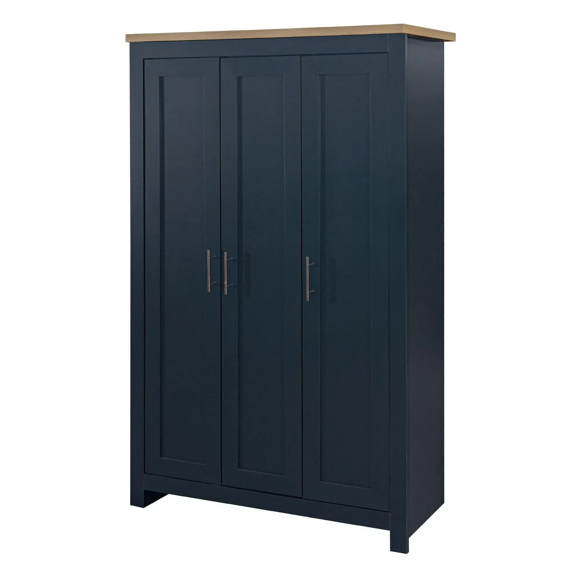Highgate 3 Door Wardrobe - Navy Blue, Oak