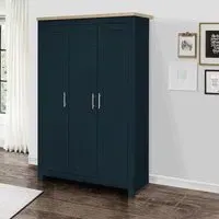 Highgate 3 Door Wardrobe - Navy Blue, Oak