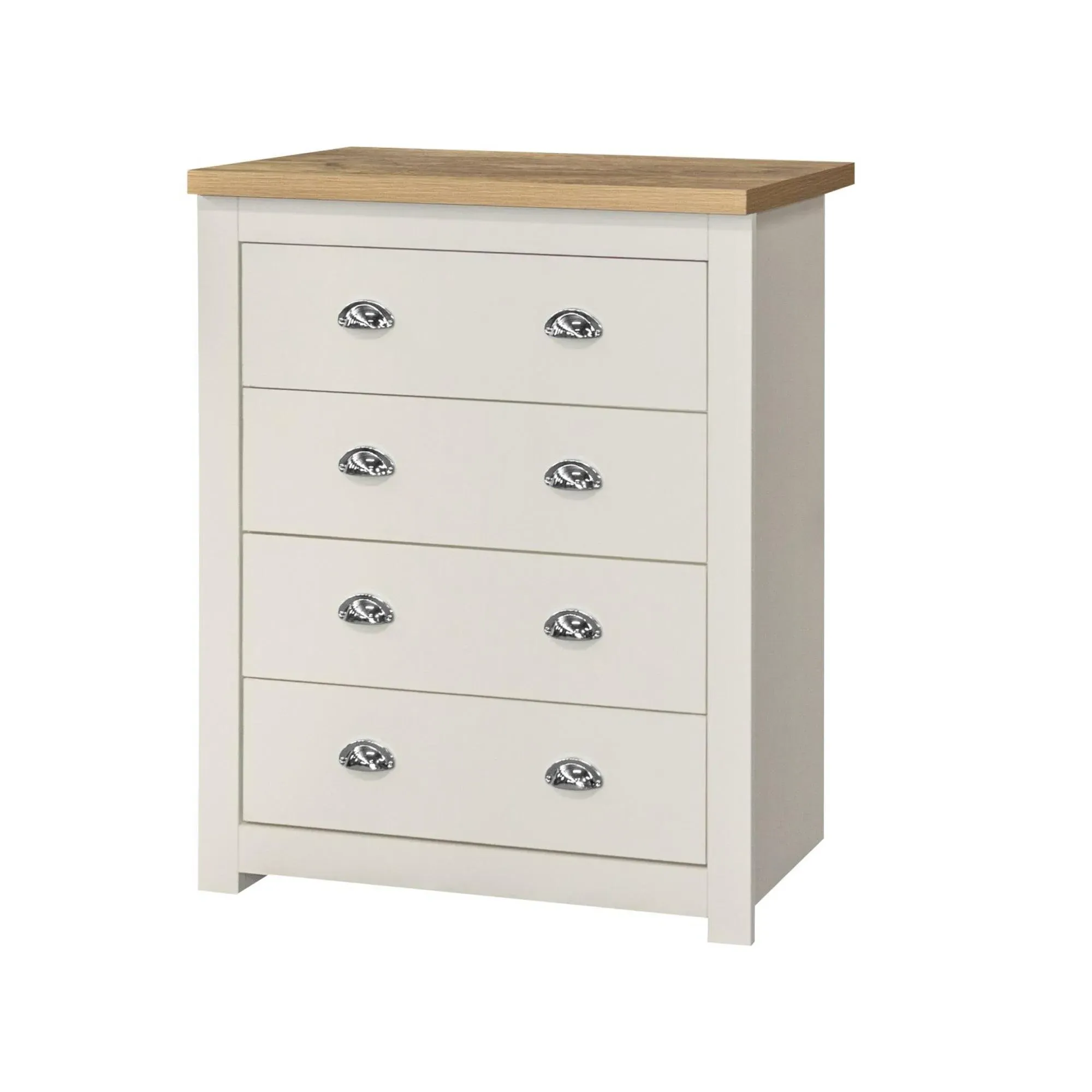 Highgate 4 Drawer Chest - Cream, Oak