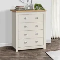Highgate 4 Drawer Chest - Cream, Oak