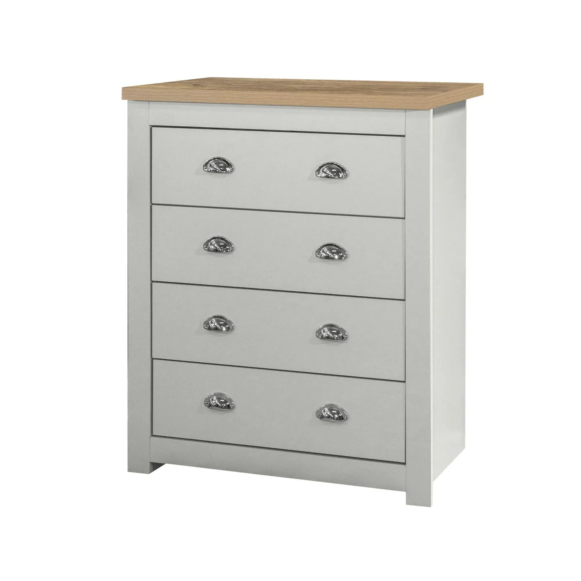Highgate 4 Drawer Chest - Grey, Oak