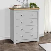 Highgate 4 Drawer Chest - Grey, Oak