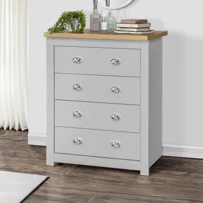 Highgate 4 Drawer Chest - Grey, Oak