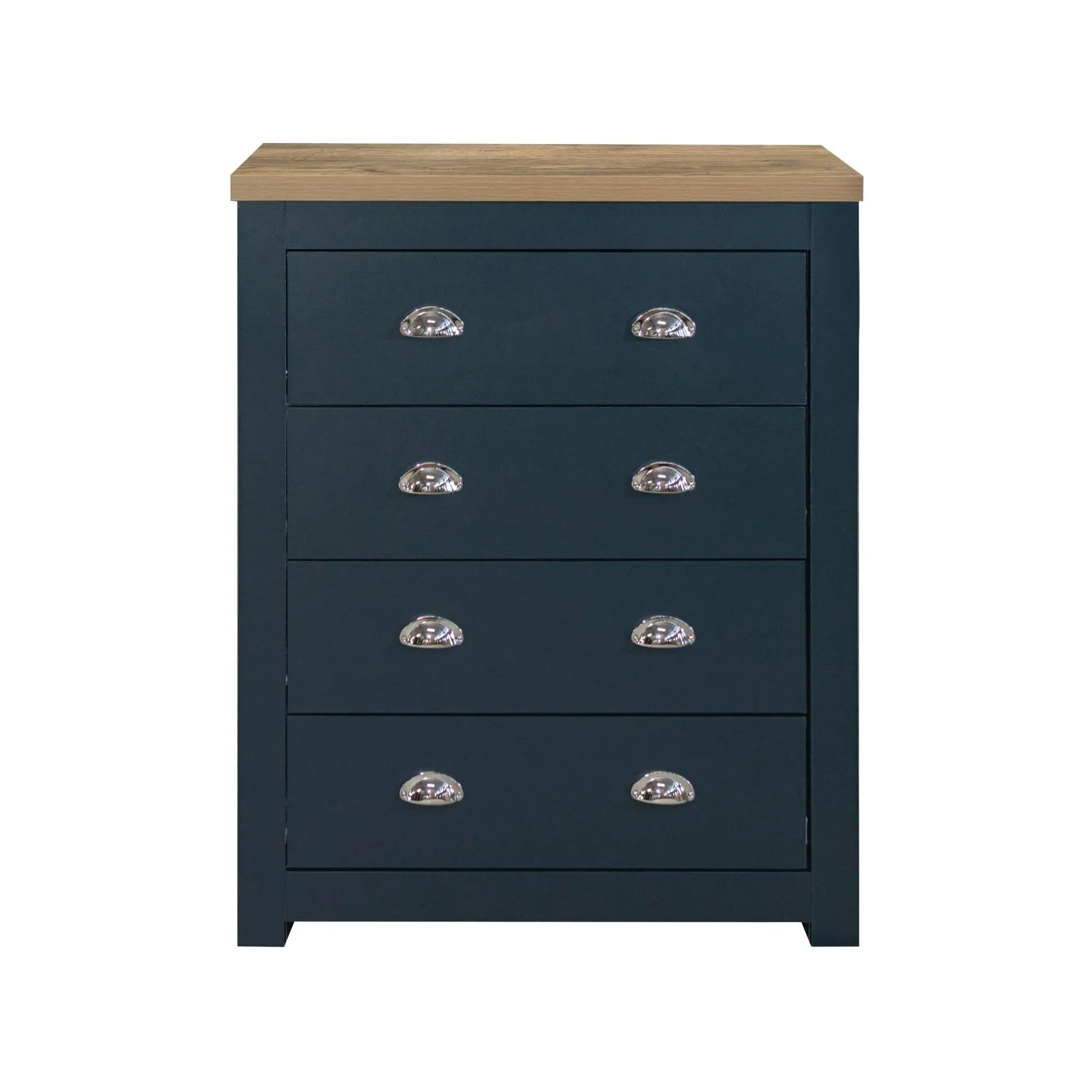 Highgate 4 Drawer Chest - Navy Blue, Oak